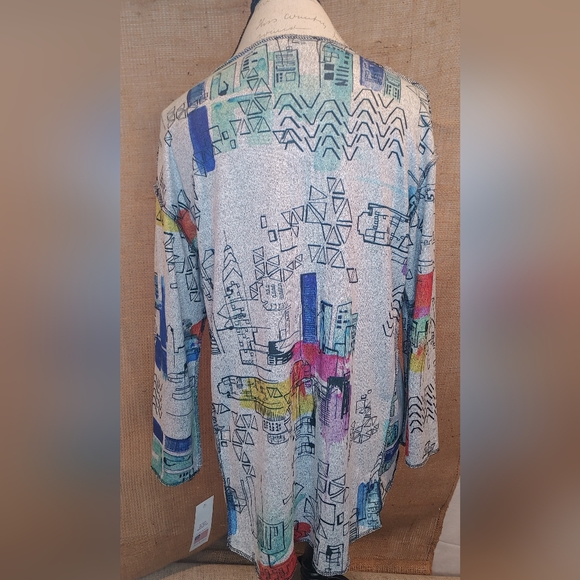 Jess & Jane Manhattan City Scape Colorful Soft Stretchy Tunic Size Large - Picture 2 of 11